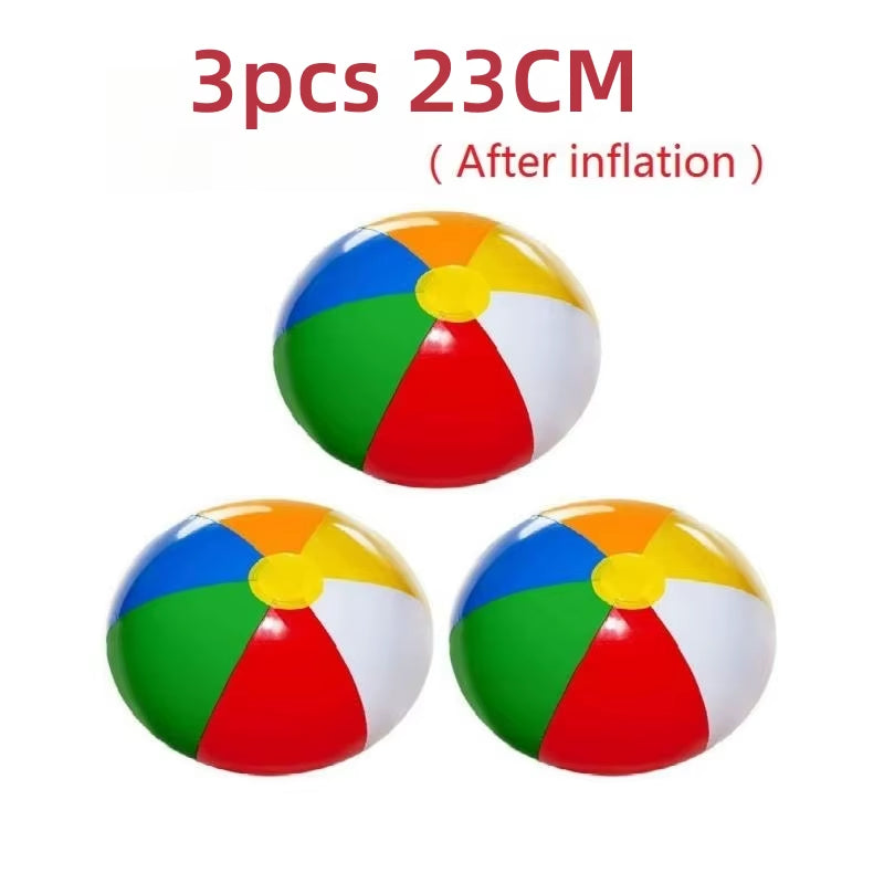 3PCS Inflatable Beach Ball Rainbow Color Pool Party Favors Summer Water Toy Pvc Inflatable Beach Ball Multicolored Beach Toy