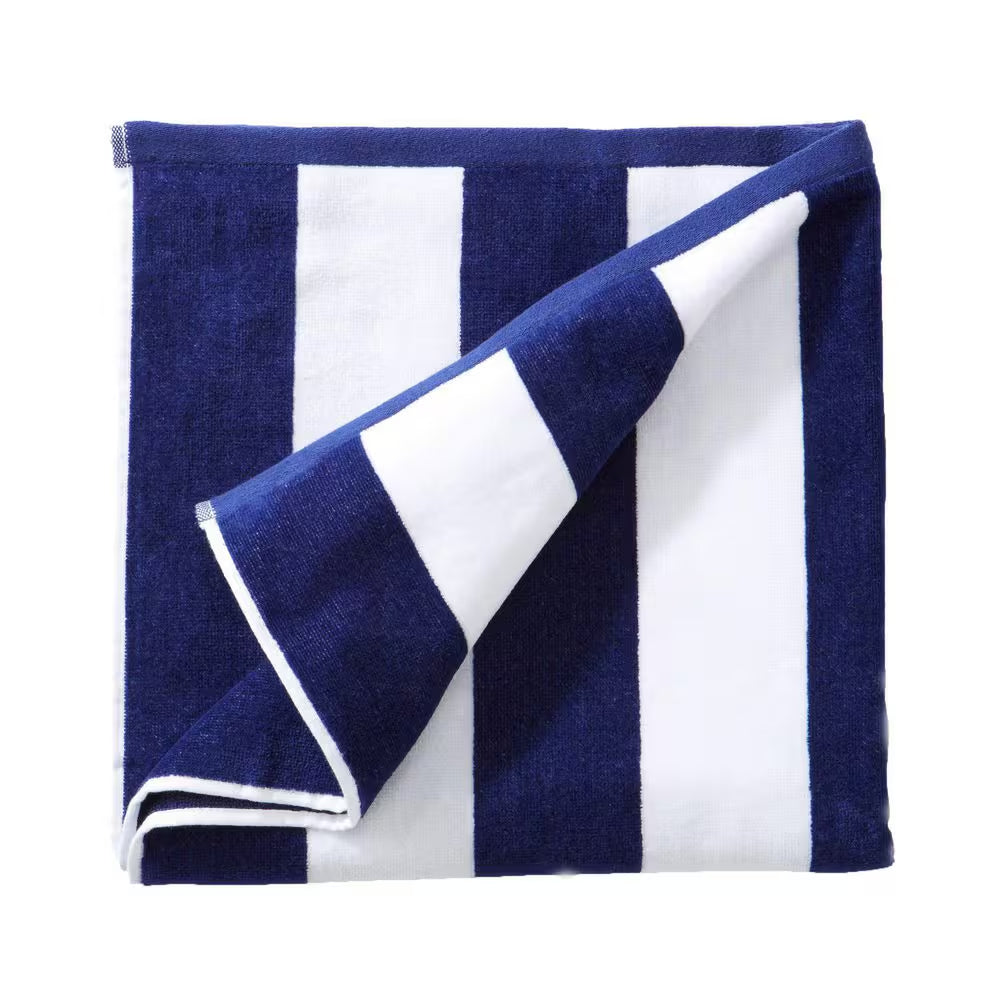 Navy Oversized 100% Cotton Cabana Beach and Pool Towels