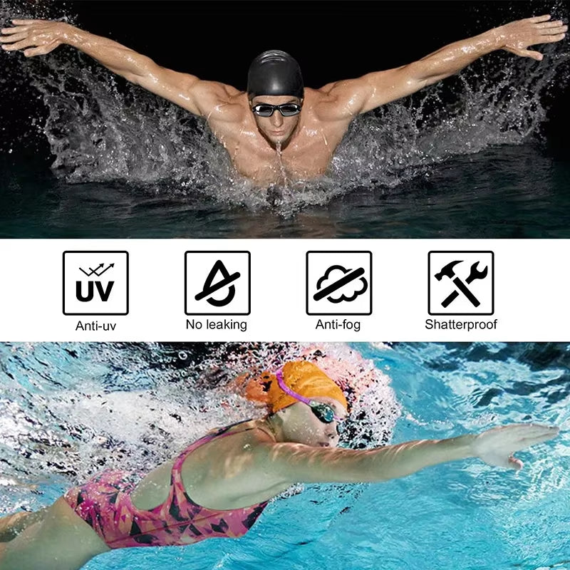 Swimming Goggles Adult Pool Glasses anti Fog Men Women UV Protection Optical Waterproof Swim Eyewear with Earplugs