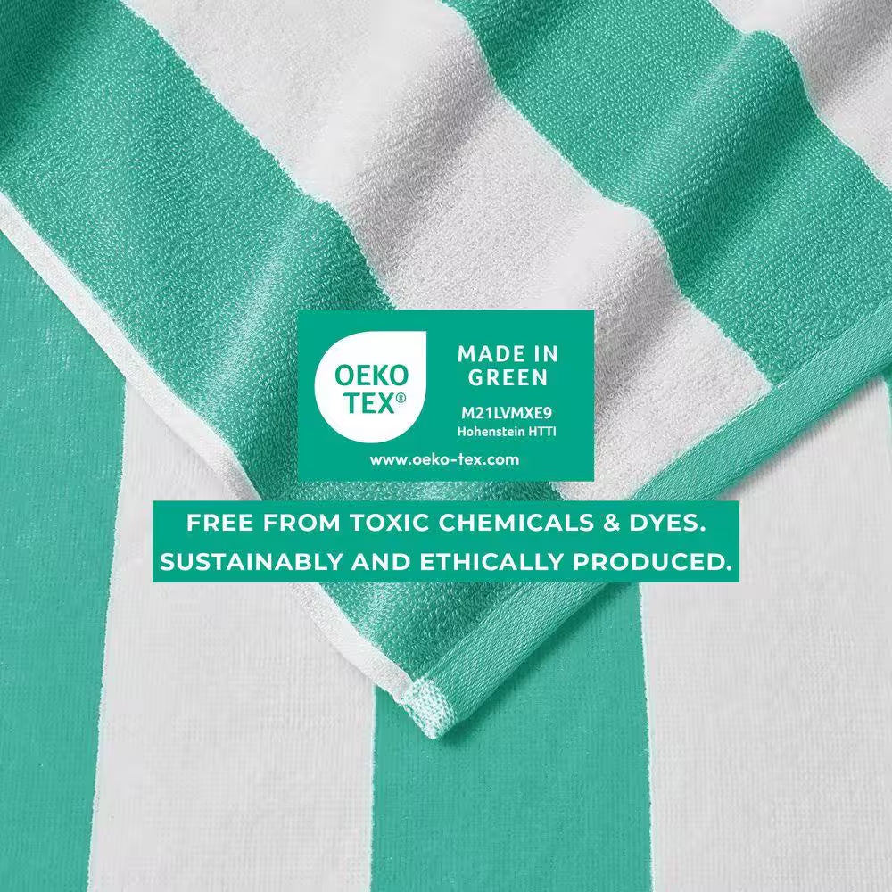 Green Oversized 100% Cotton Cabana Beach and Pool Towels