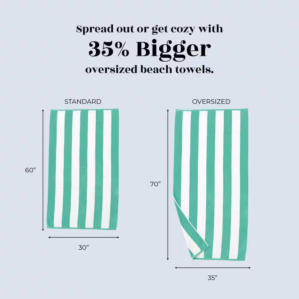 Green Oversized 100% Cotton Cabana Beach and Pool Towels