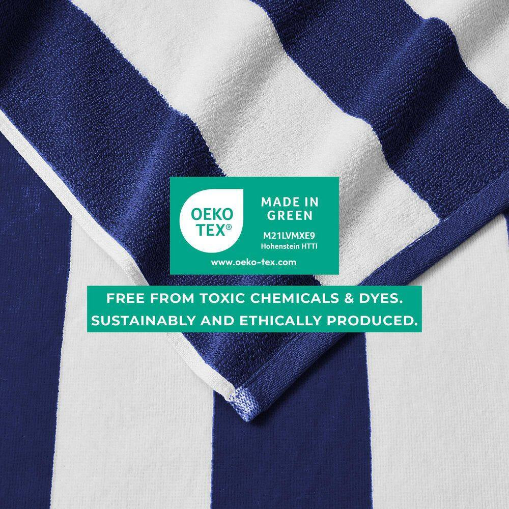 Navy Oversized 100% Cotton Cabana Beach and Pool Towels