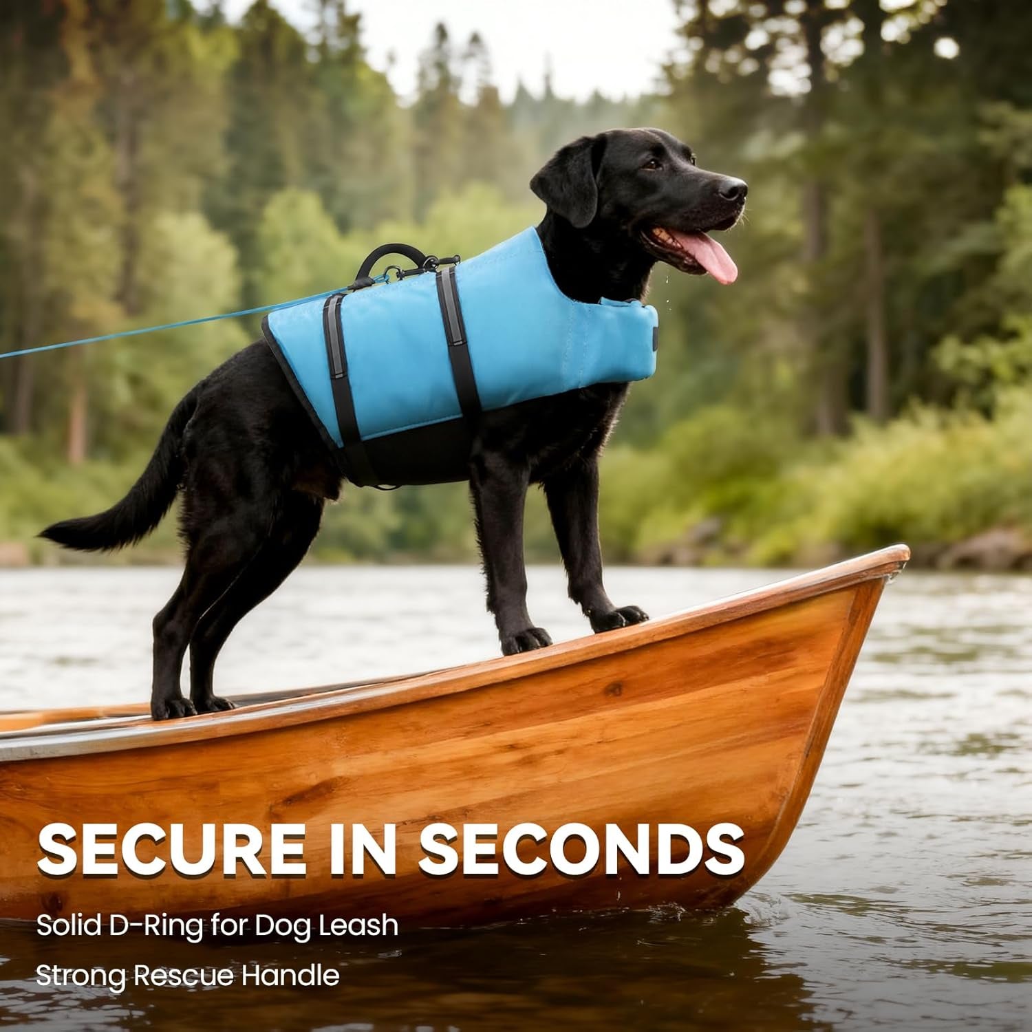 VIVAGLORY Rip Stop Dog Life Vest, Swimming Vest with Handle, Buoyancy for Doggy Puppy, Dog Life Jacket for Swimming & Boating, M, Blue