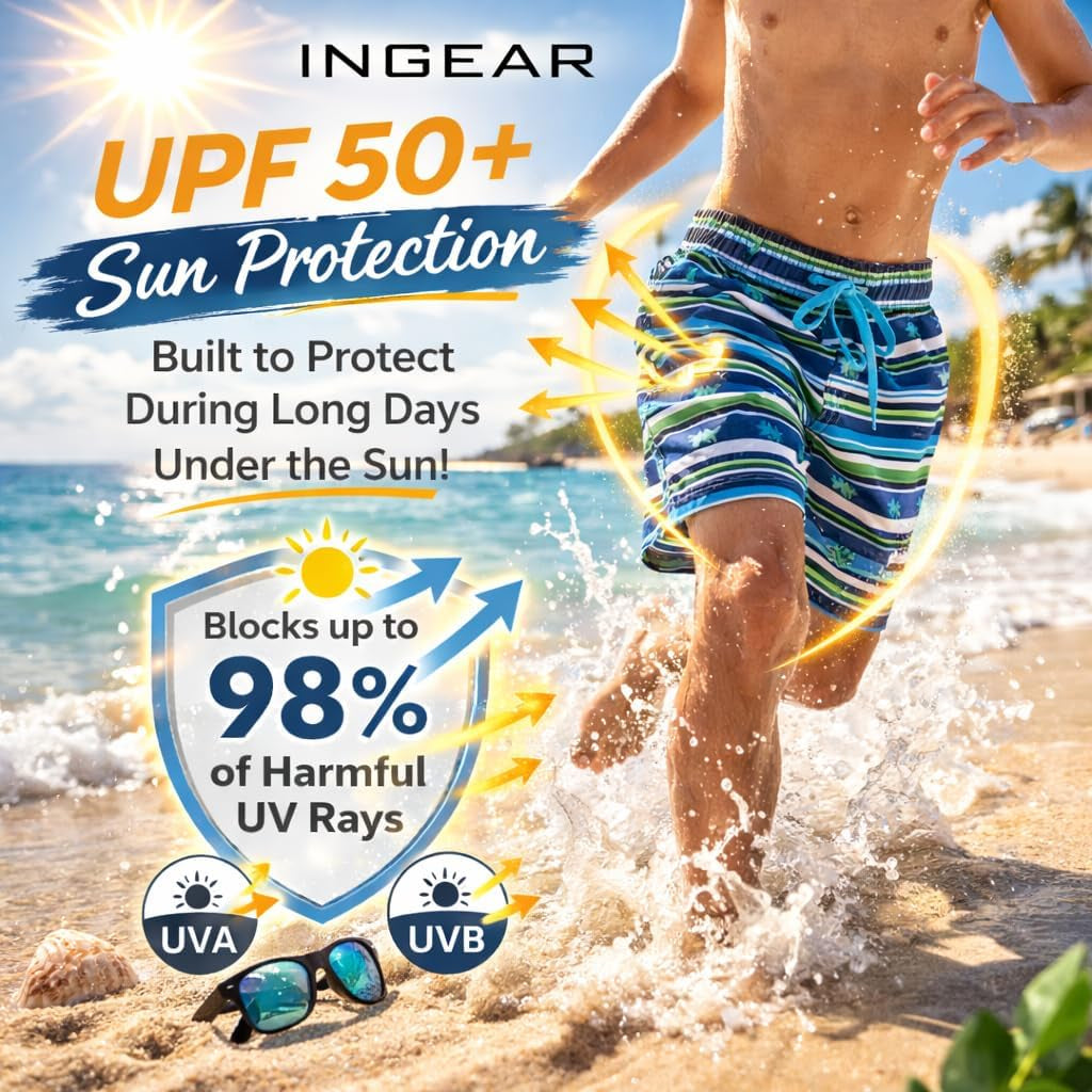 INGEAR Little Boys Quick Dry Beach Board Shorts Kids Swim Trunk Swimsuit Beach Shorts Swim Trunk for Boys