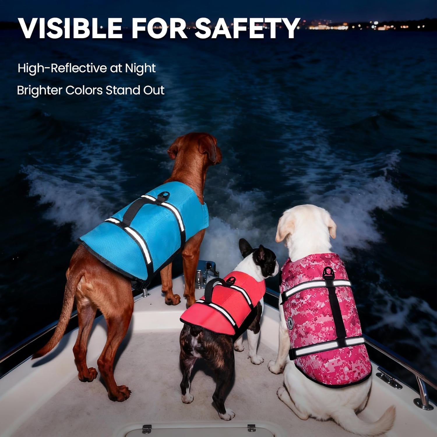 VIVAGLORY Rip Stop Dog Life Vest, Swimming Vest with Handle, Buoyancy for Doggy Puppy, Dog Life Jacket for Swimming & Boating, M, Blue