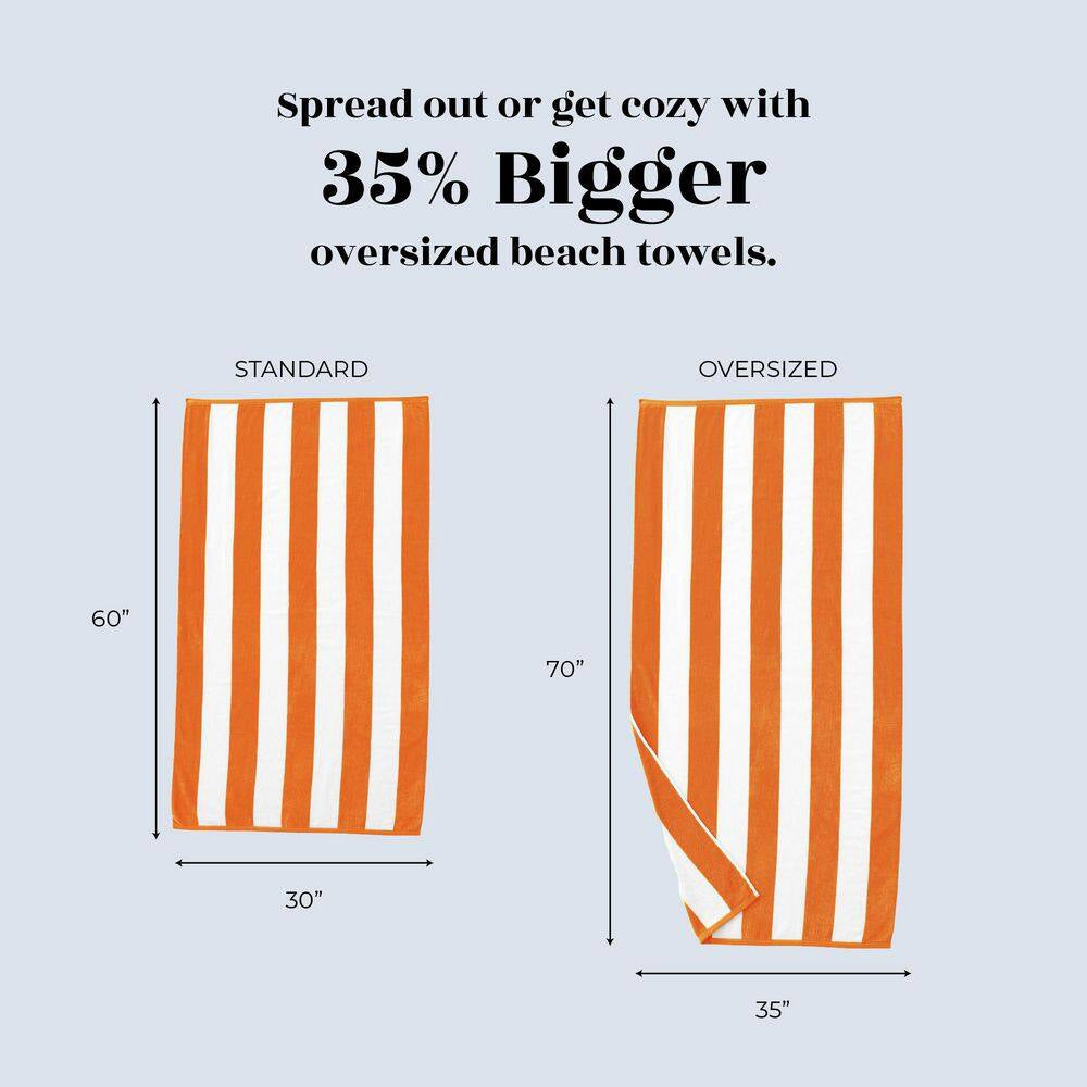Orange Oversized 100% Cotton Cabana Beach and Pool Towels