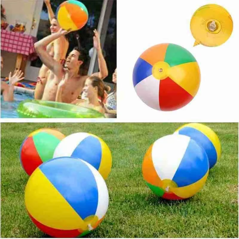 3PCS Inflatable Beach Ball Rainbow Color Pool Party Favors Summer Water Toy Pvc Inflatable Beach Ball Multicolored Beach Toy