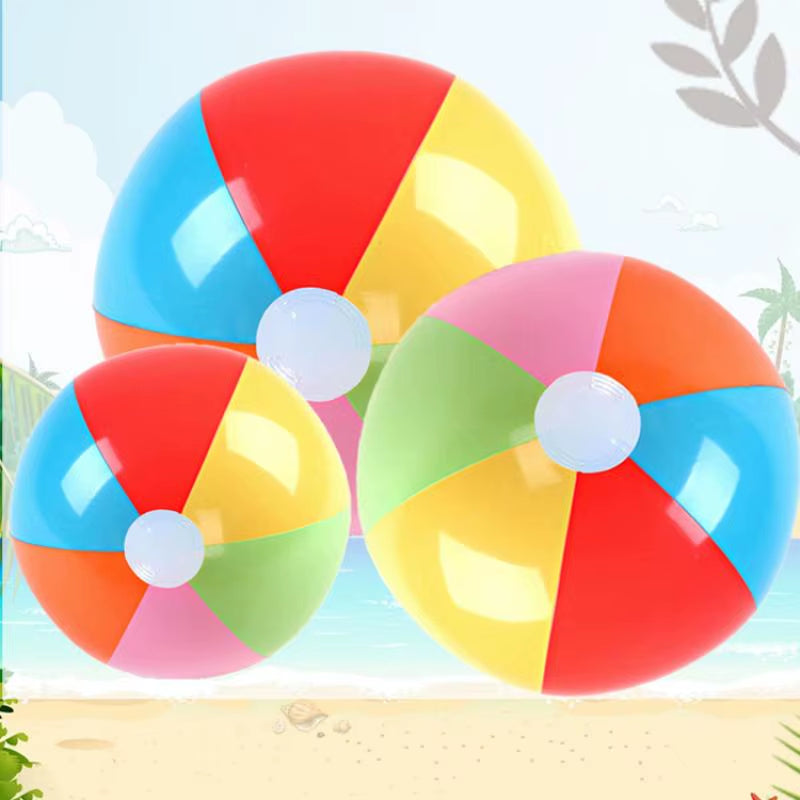 3PCS Inflatable Beach Ball Rainbow Color Pool Party Favors Summer Water Toy Pvc Inflatable Beach Ball Multicolored Beach Toy