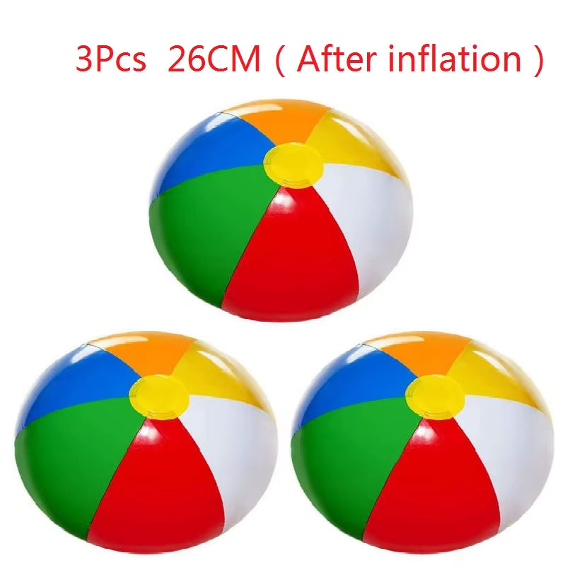 3PCS Inflatable Beach Ball Rainbow Color Pool Party Favors Summer Water Toy Pvc Inflatable Beach Ball Multicolored Beach Toy