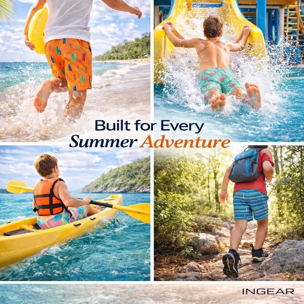 INGEAR Little Boys Quick Dry Beach Board Shorts Kids Swim Trunk Swimsuit Beach Shorts Swim Trunk for Boys