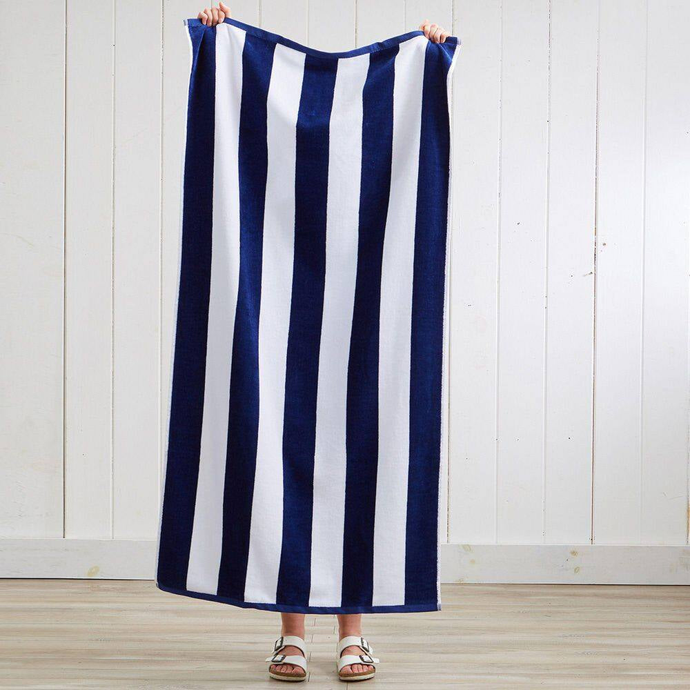 Navy Oversized 100% Cotton Cabana Beach and Pool Towels